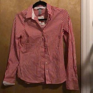 H&M red and white striped button down